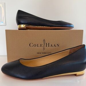 Cole Haan Women's Black Astoria Ballet Flats with Gold Sole Accent by Nike NWT!